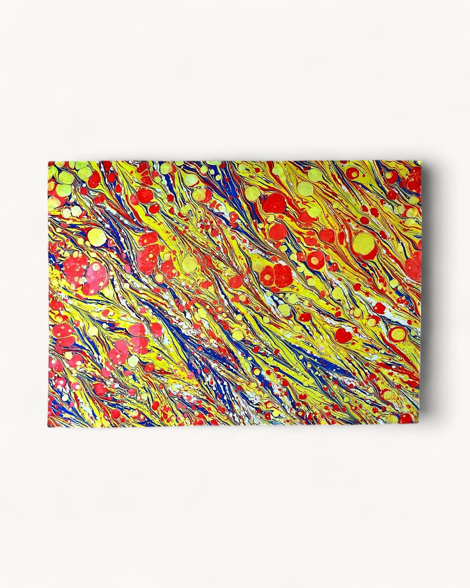Hand Marbled Paper · A3 · Combed Red Swirl