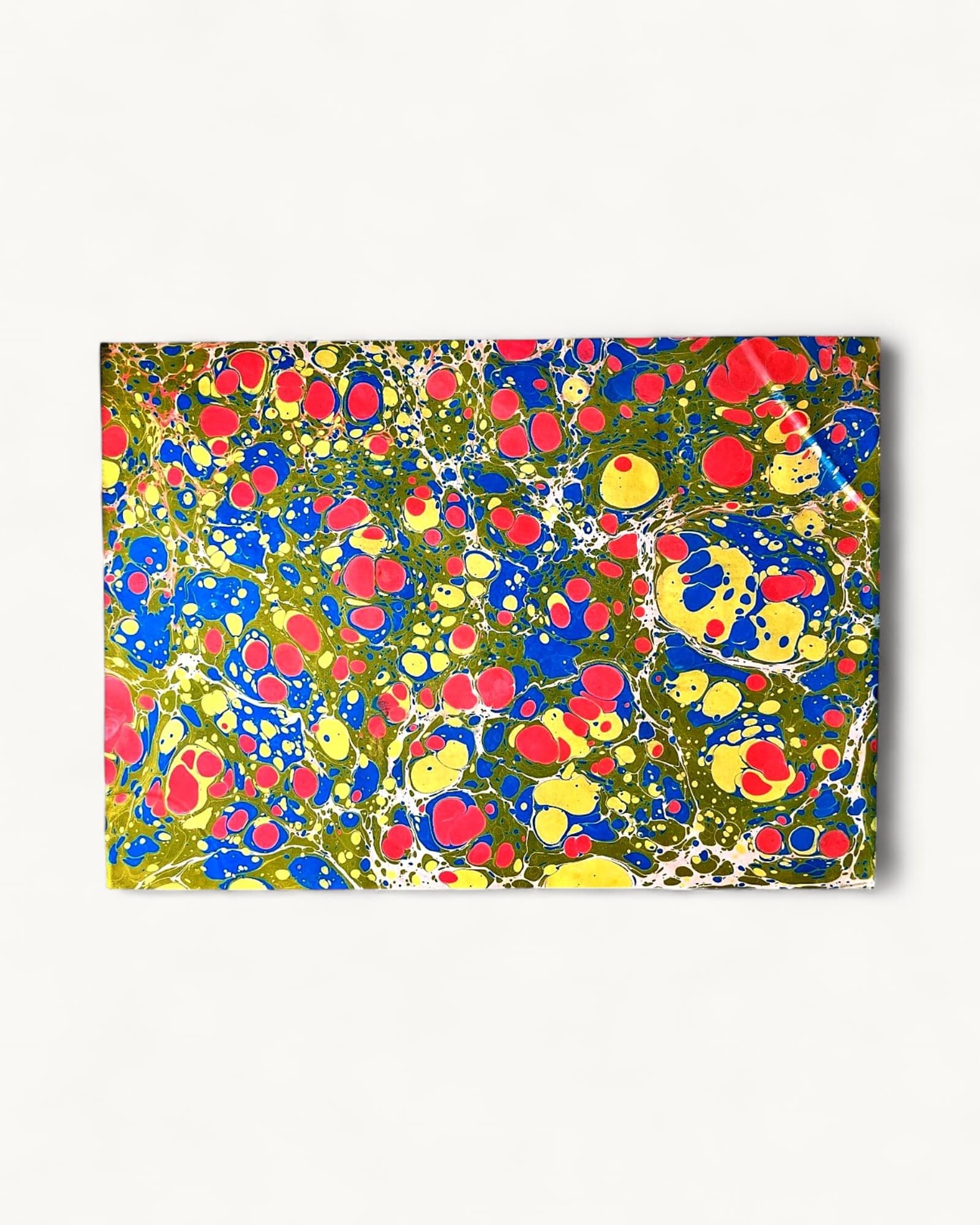 Hand Marbled Paper · A3 · Carnival on Red