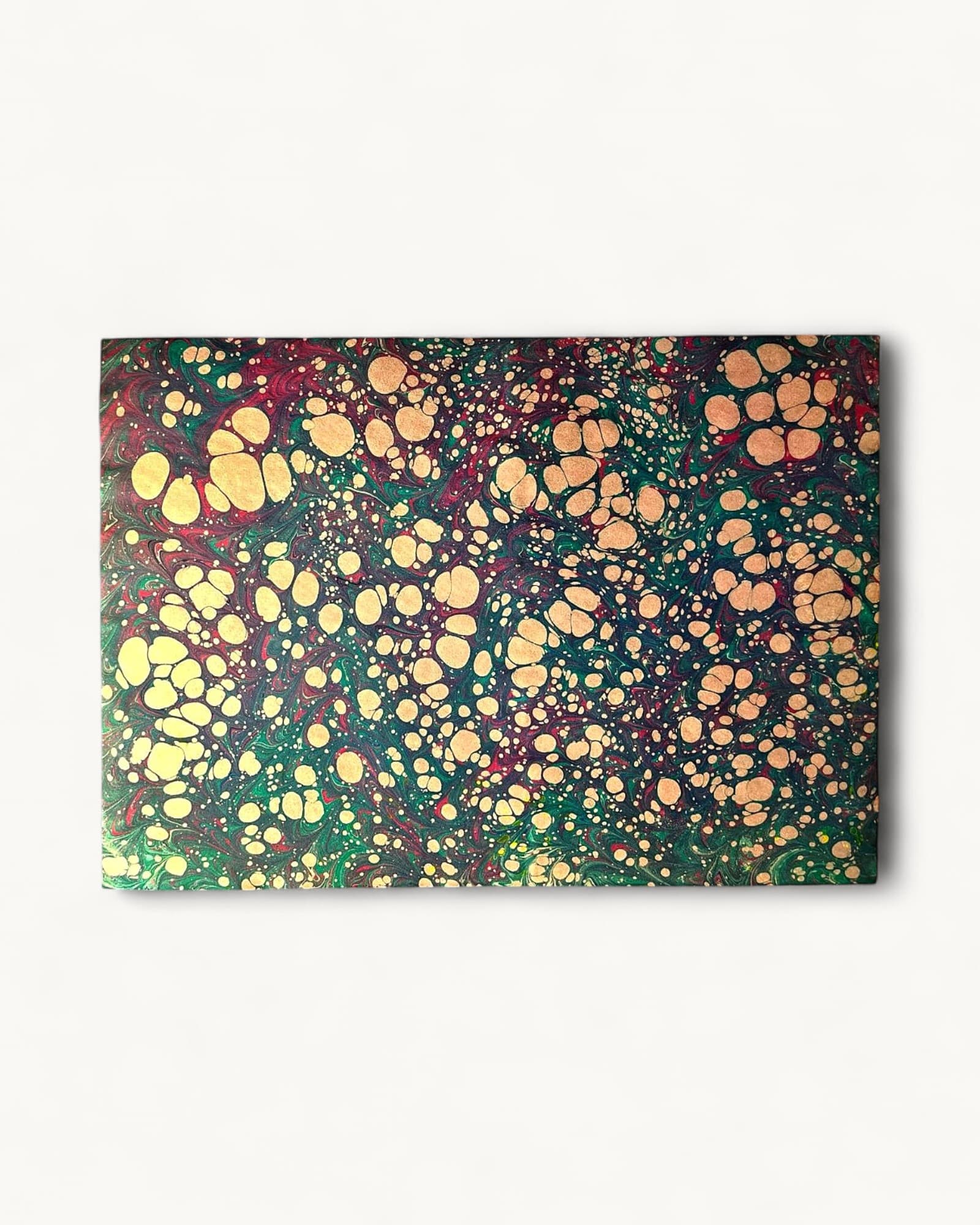 Hand Marbled Paper · A3 · Deep Red Stone