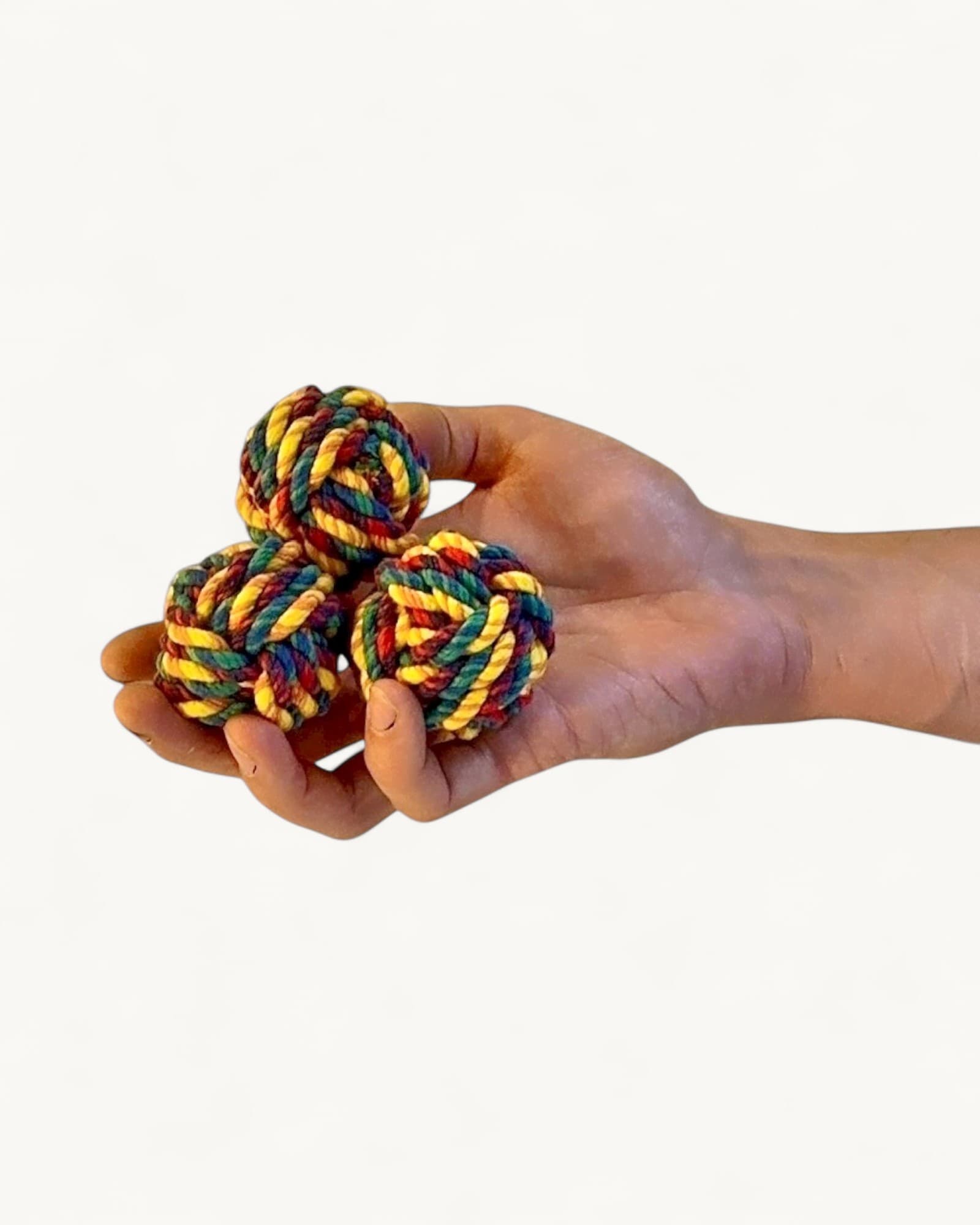 Handmade rope rainbow juggling balls set of 3 (made to order)