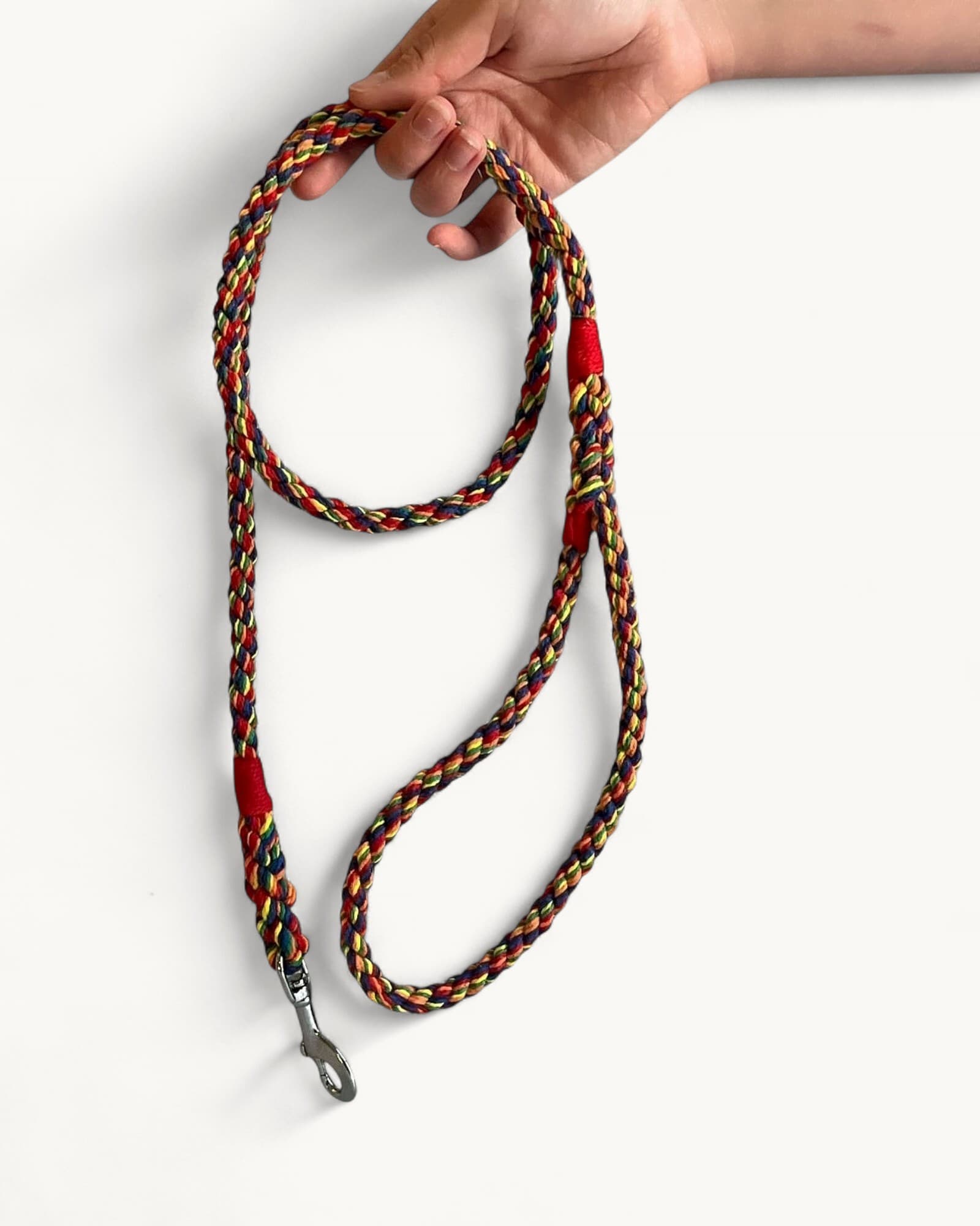 Handmade rope slim dog leash in rainbow - style 2 (made to order)