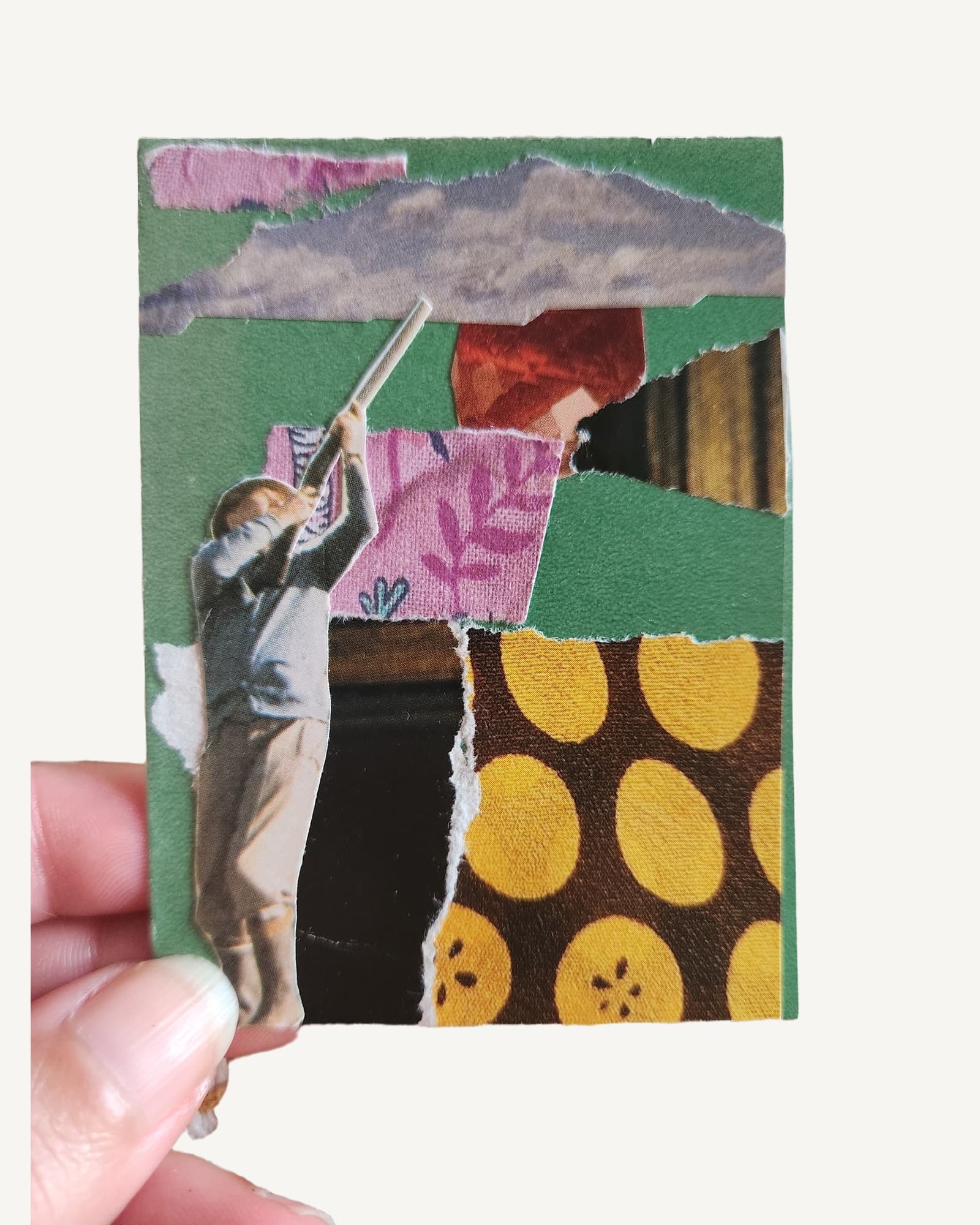 Torn Paper Abstract Original Miniature Collage