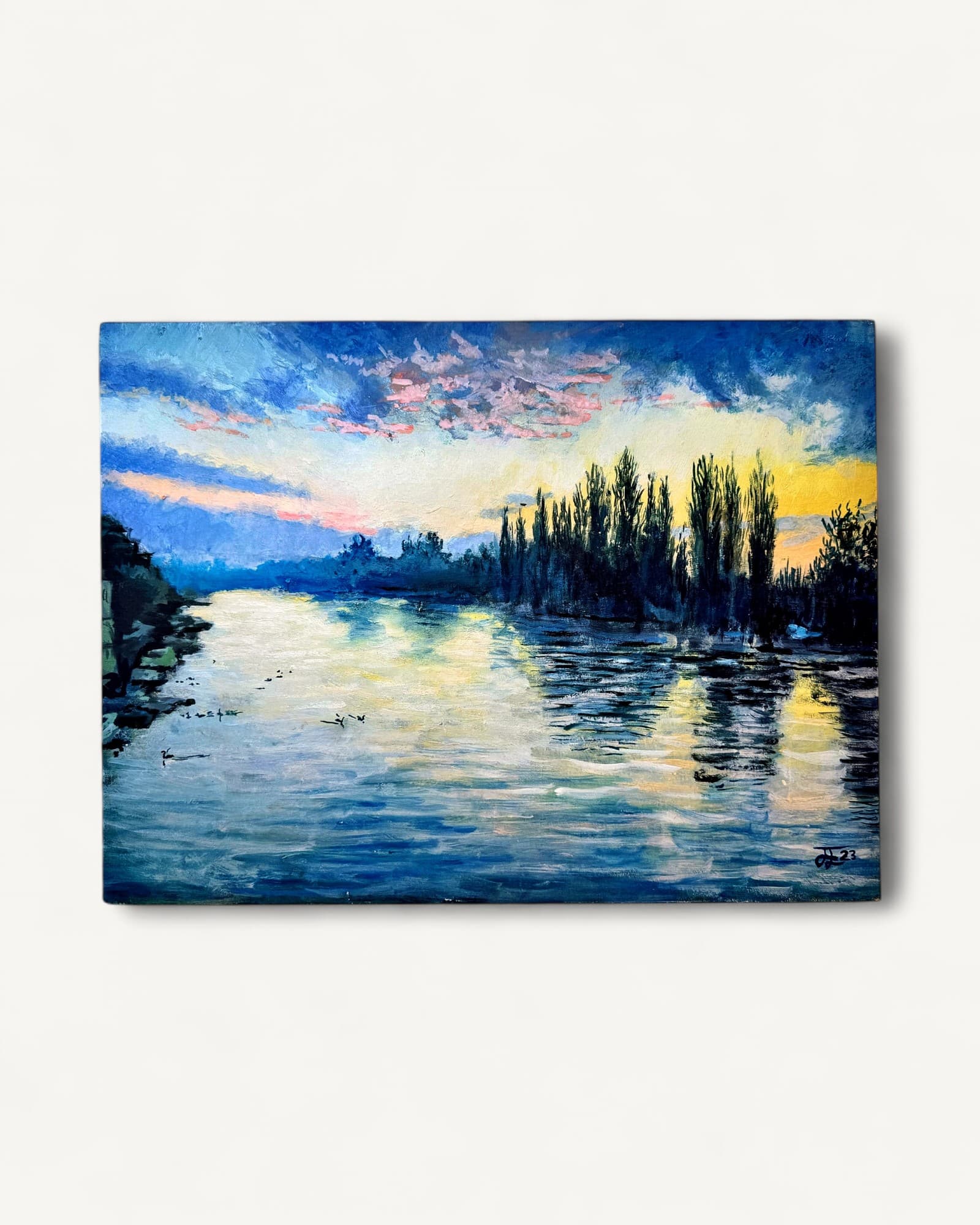 Kingston Bridge looking toward Hampton Court: Oil Painting