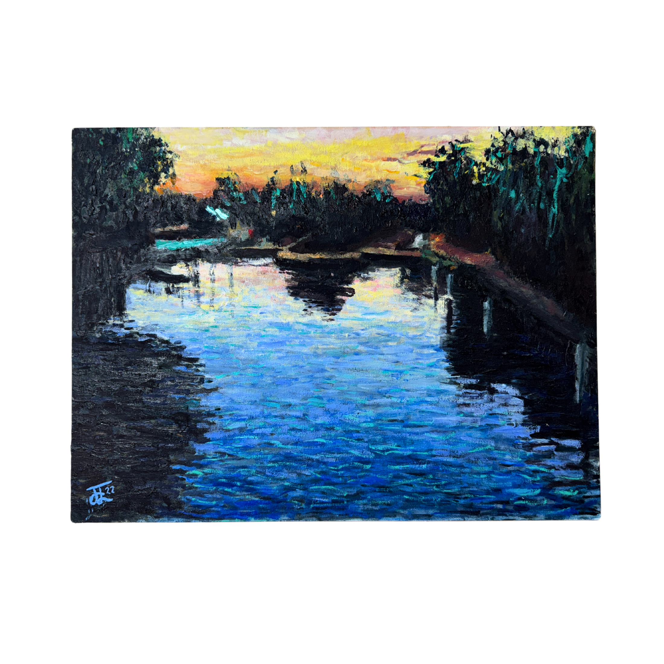 Teddington Lock: Oil Painting