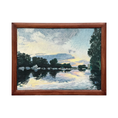 Load image into Gallery viewer, Canbury gardens, looking across the Thames towards Steven's Eyot: Oil Painting
