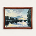 Load image into Gallery viewer, Canbury gardens, looking across the Thames towards Steven's Eyot: Oil Painting
