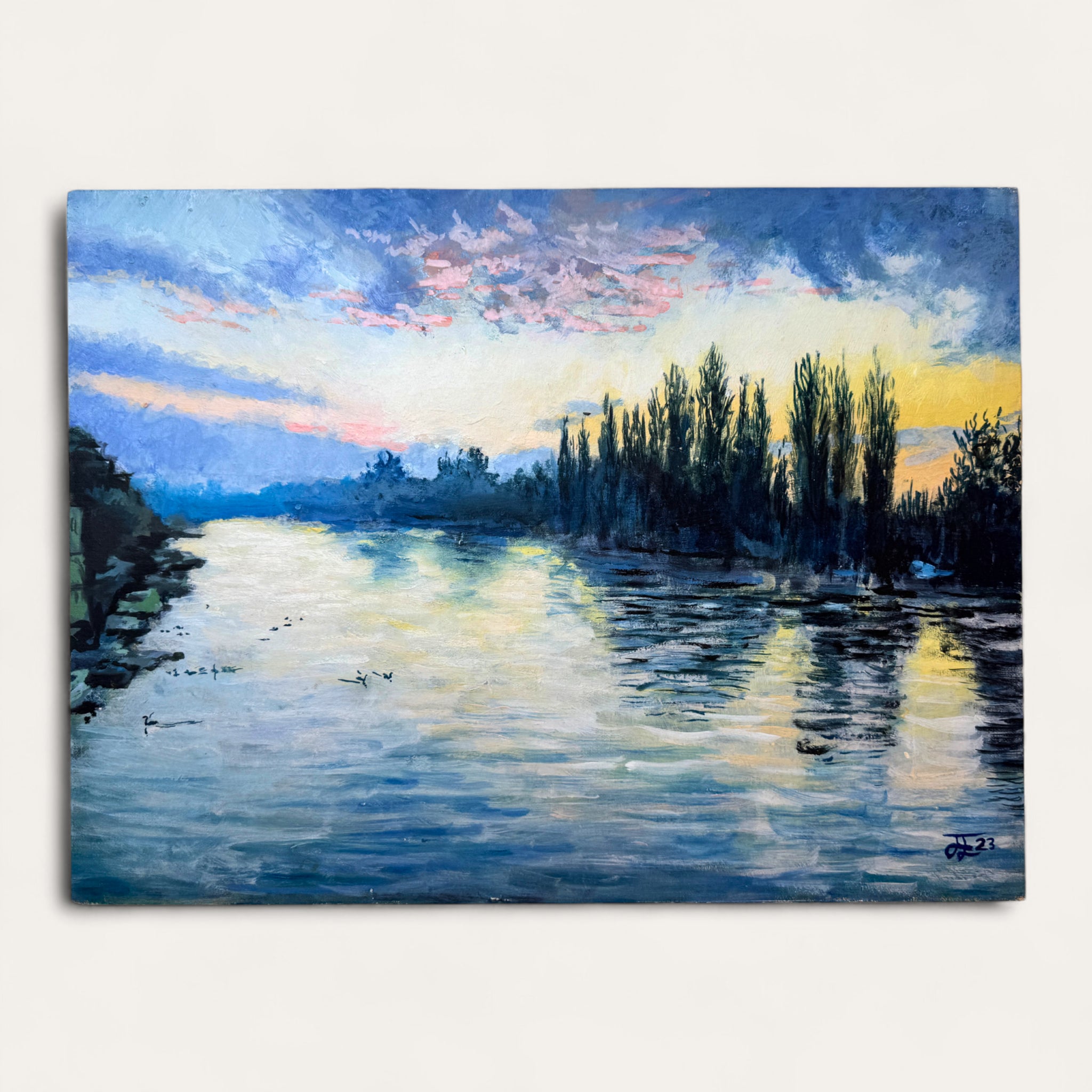 Kingston Bridge looking toward Hampton Court: Oil Painting