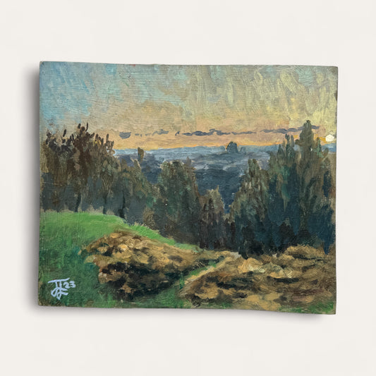 View near King's Clump Miniature: Oil Painting