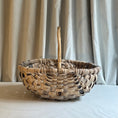 Load image into Gallery viewer, 16” Scottish Oak Swill Basket with peeled hazel handle

