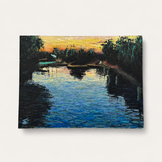 Teddington Lock: Oil Painting