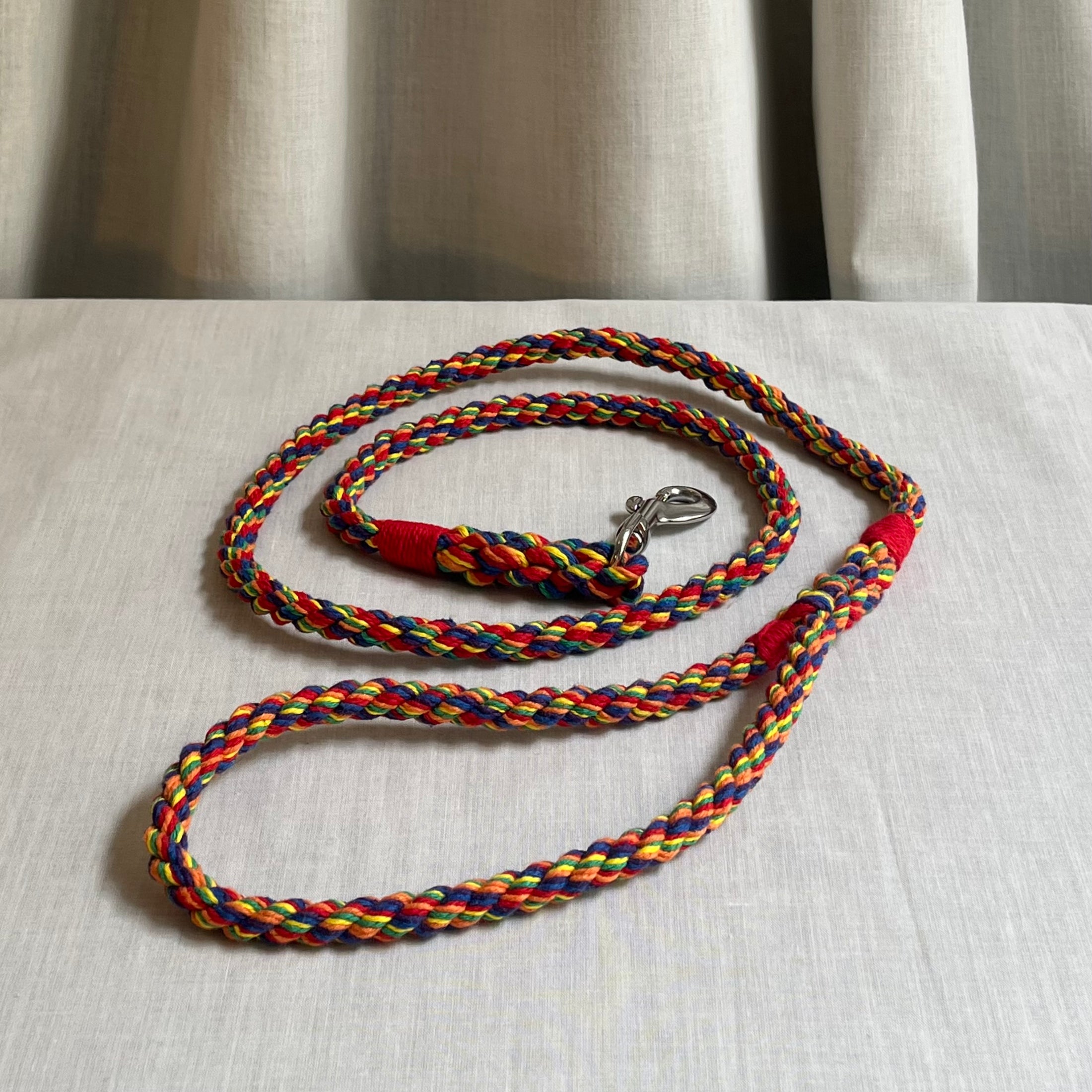 Handmade rainbow rope dog leash (made to order)
