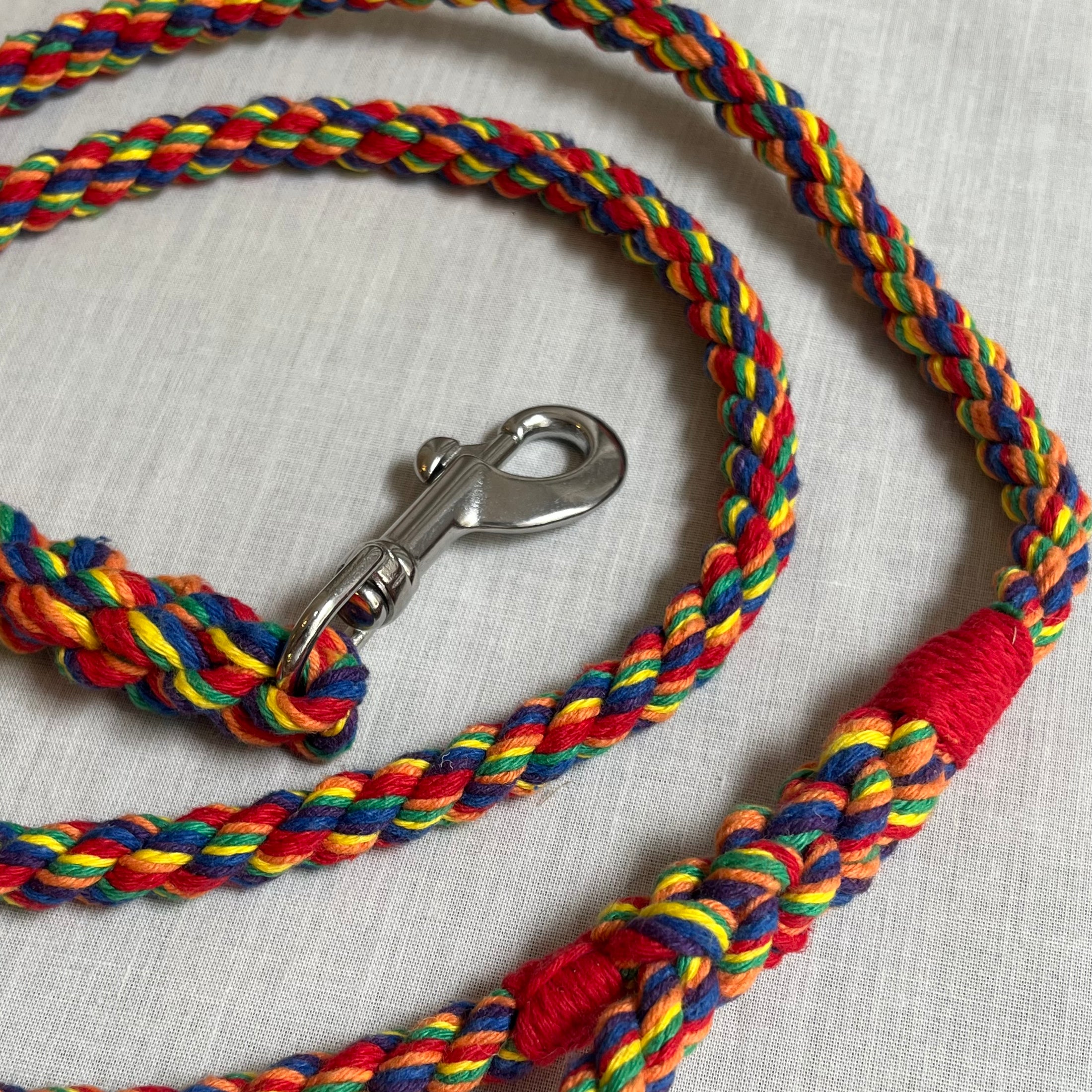 Handmade rainbow rope dog leash (made to order)