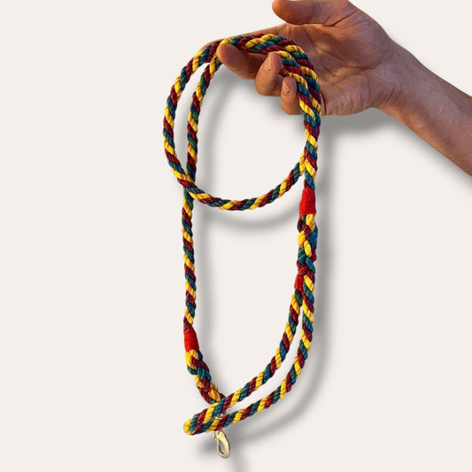 Handmade rope dog leash in rainbow - style 1 (made to order)