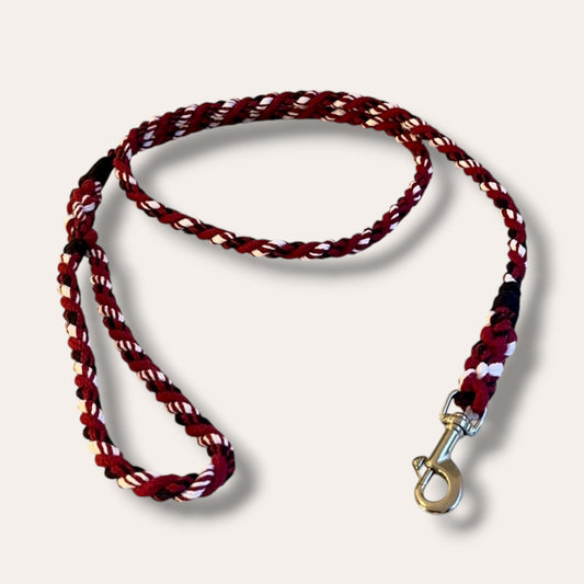 Handmade rope dog leash in red white and black (made to order)