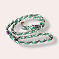 Load image into Gallery viewer, Handmade rope dog leash in purple, white, green (made to order)
