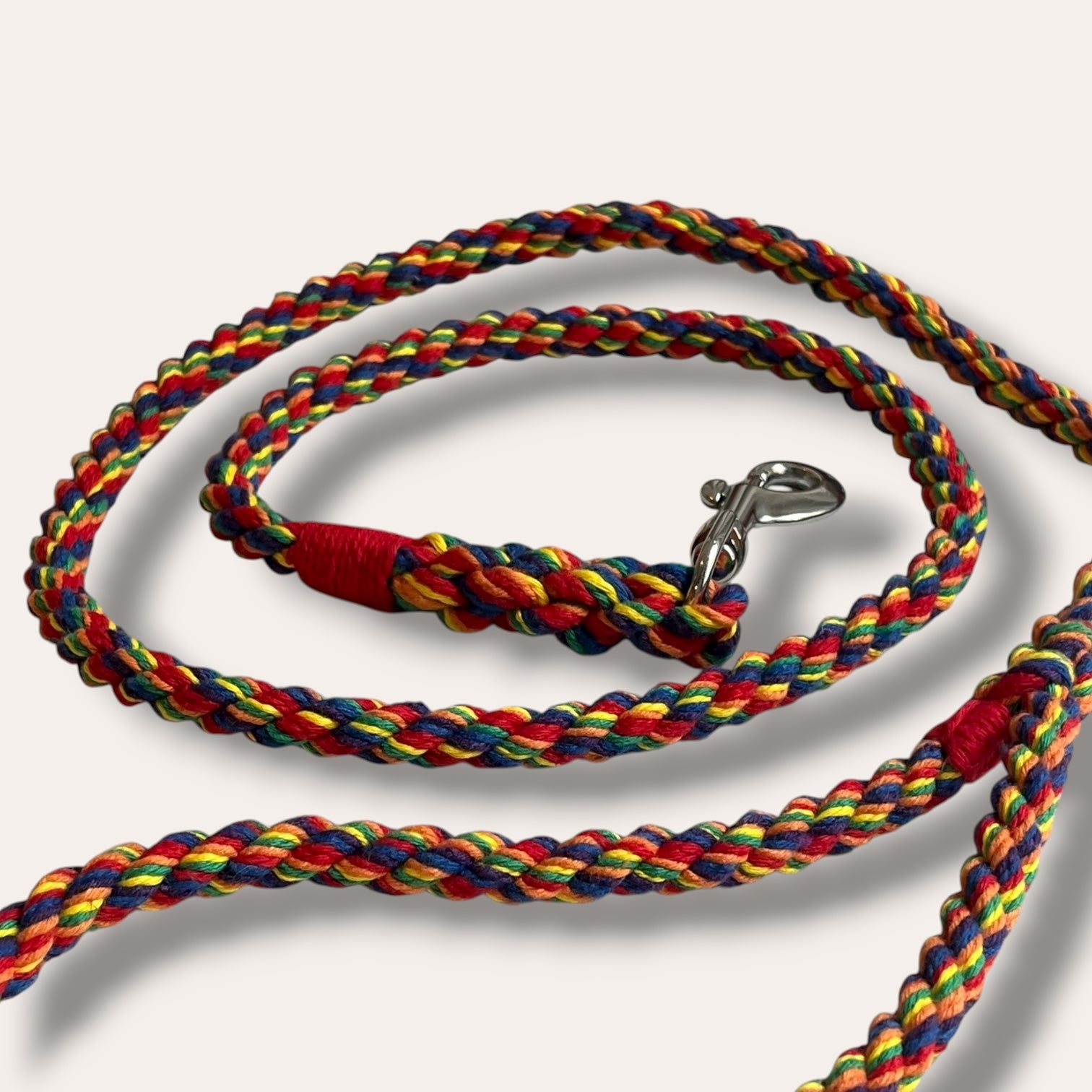 Handmade rope dog leash in rainbow - style 2 (made to order)