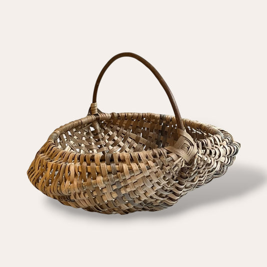 16" Scottish Oak basket with hazel ribs and 2 willow hoops