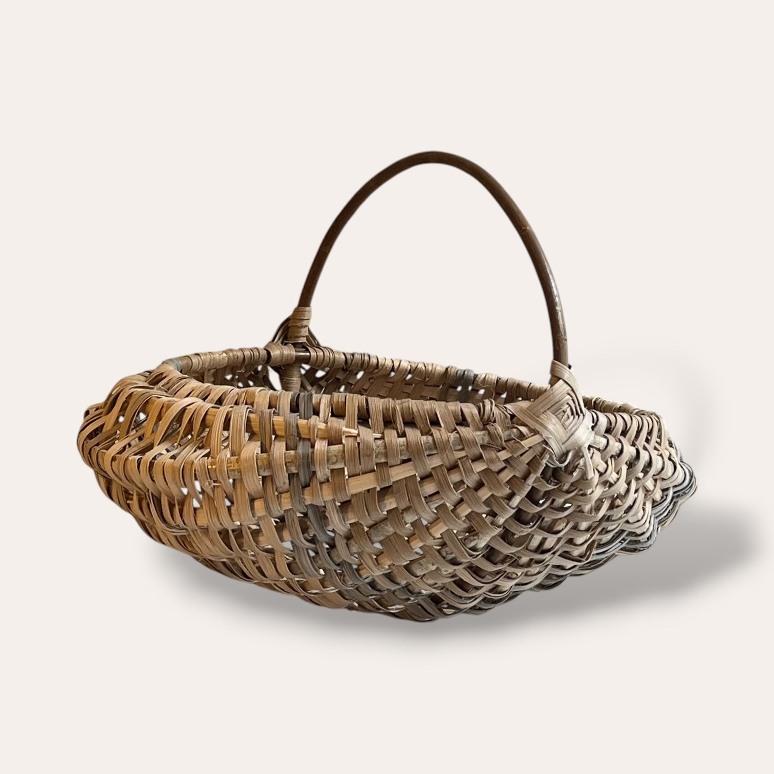 16" Scottish Oak basket with hazel ribs and 2 willow hoops