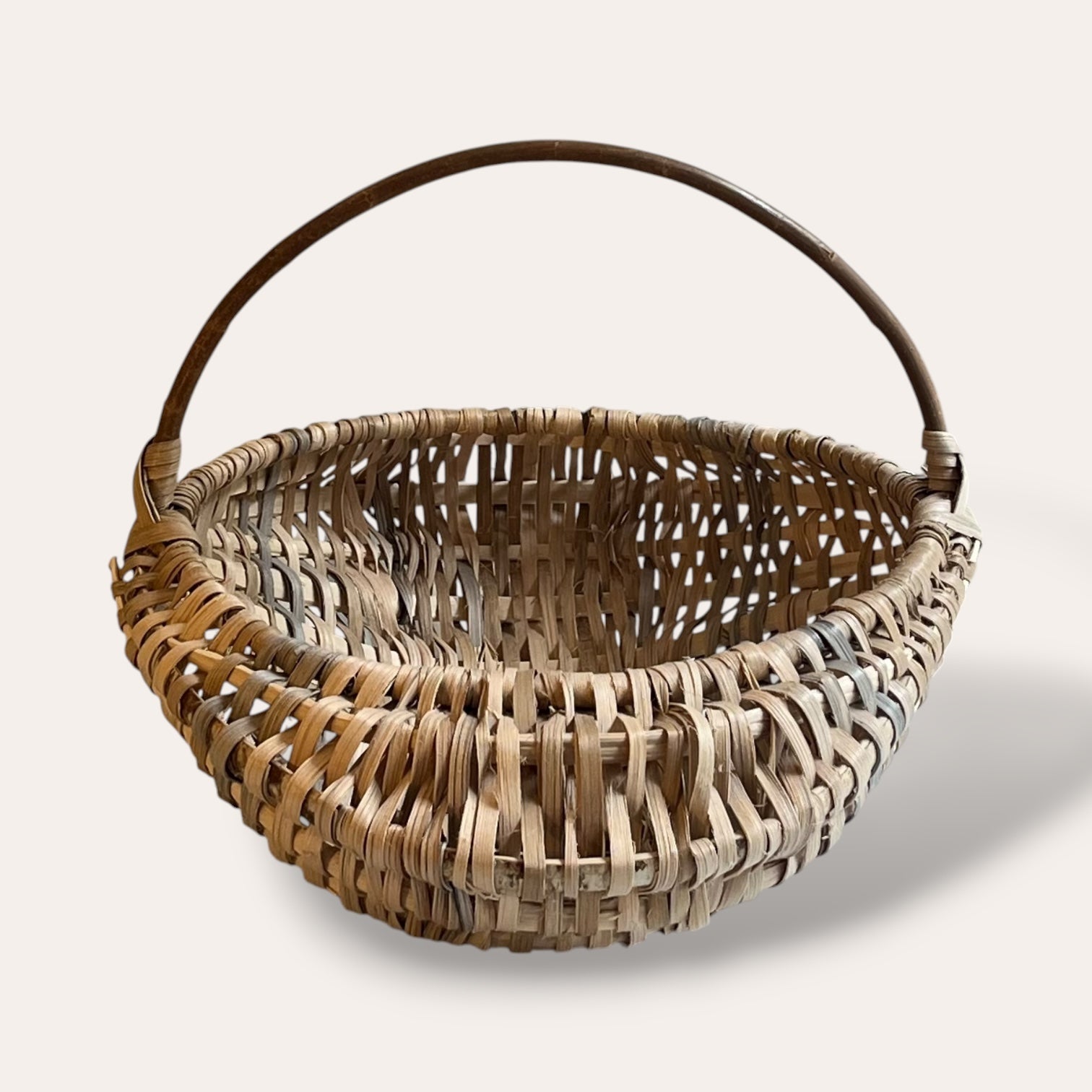 16" Scottish Oak basket with hazel ribs and 2 willow hoops