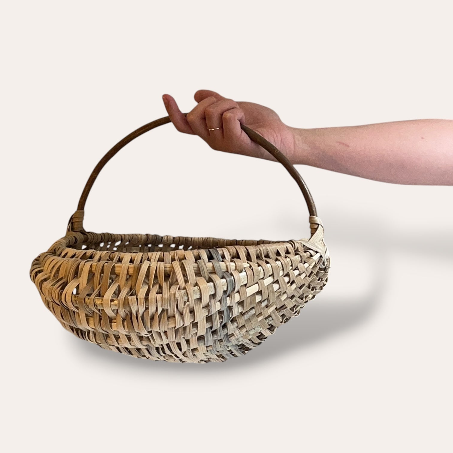 16" Scottish Oak basket with hazel ribs and 2 willow hoops