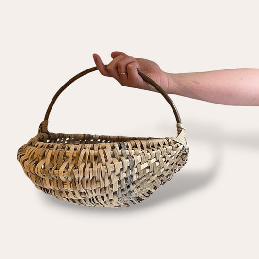 16" Scottish Oak basket with hazel ribs and 2 willow hoops
