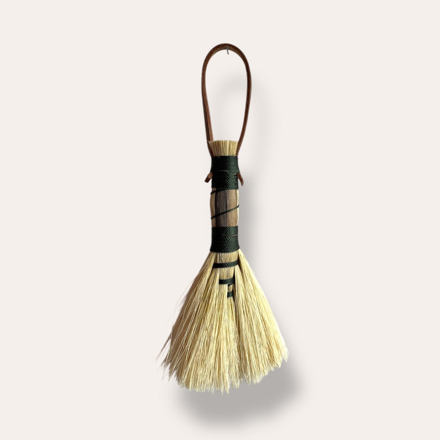 Handmade Tampico Bench Brush with Leather Handle and Oak Strip (made to order)