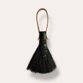Load image into Gallery viewer, Handmade Arenga Bench Brush with Leather Handle and Oak Strip (made to order)

