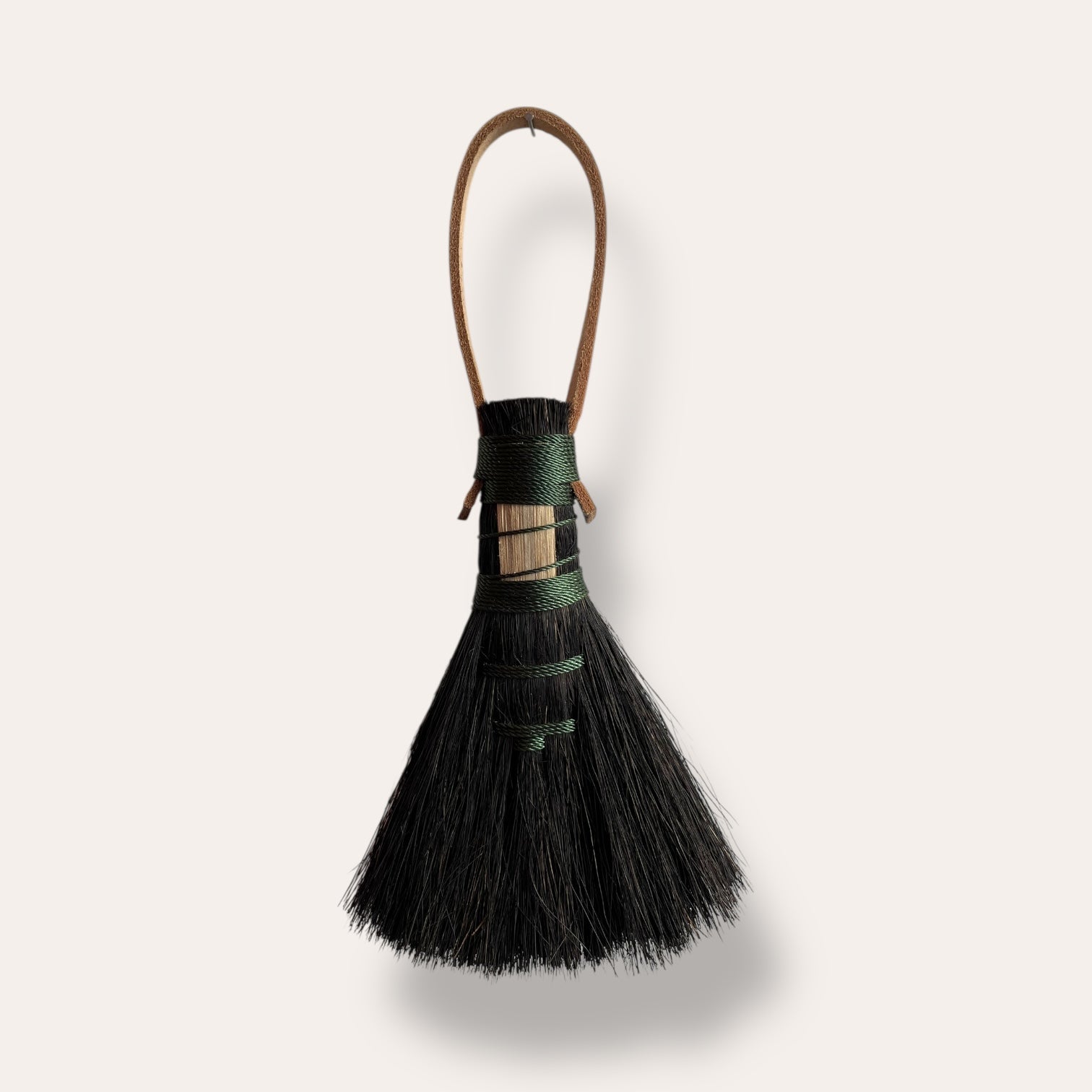 Handmade Arenga Bench Brush with Leather Handle and Oak Strip (made to order)