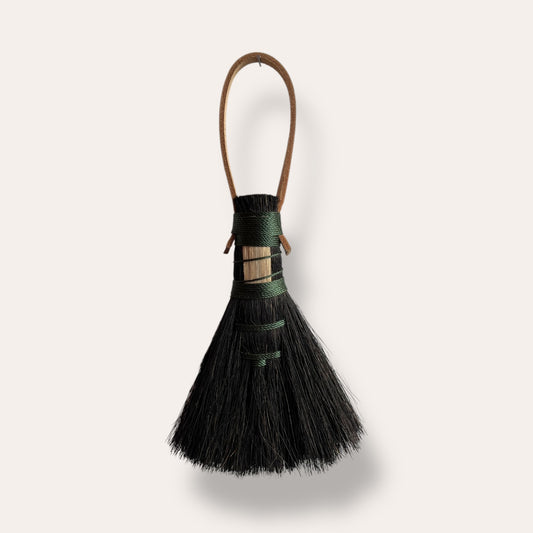 Handmade Arenga Bench Brush with Leather Handle and Oak Strip (made to order)