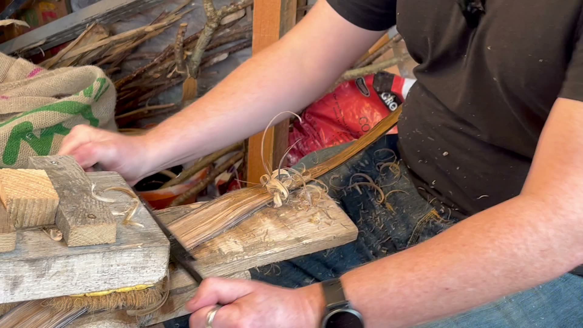 A maker at the shave horse, shaping oak by hand